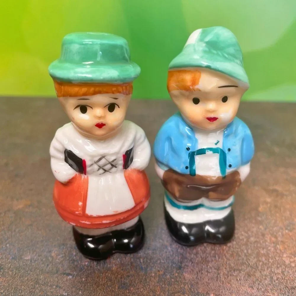 Vintage 1950s Goebel German Boy & Girl Salt & Pepper Shaker Set